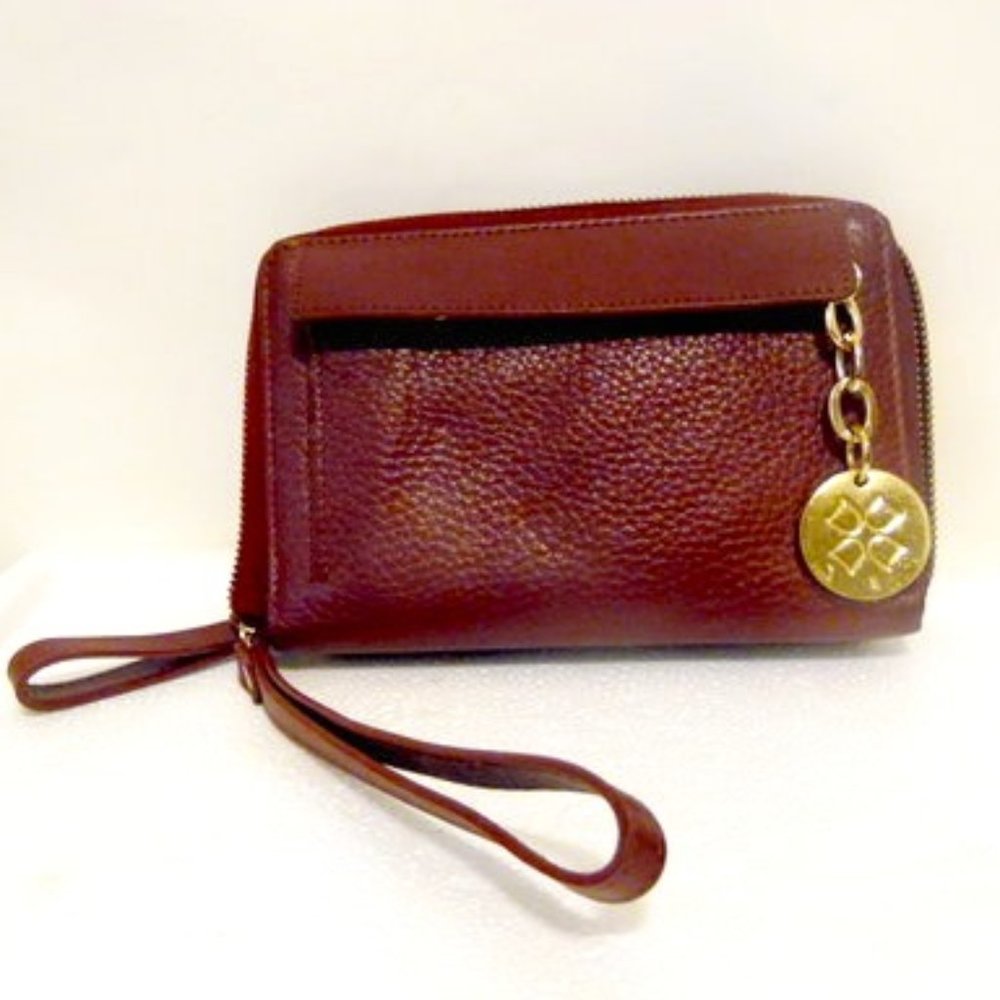 Naturalizer Burgundy Color Pebble Leather Double Zipper Wallet